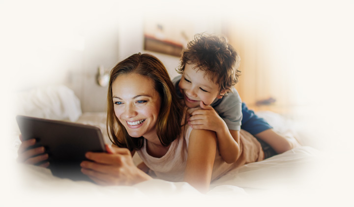 Happy family using a reliable internet connection image