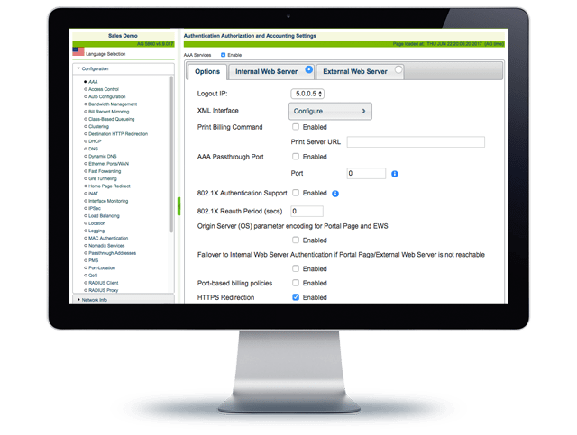 Nomadix Service Engine screen image