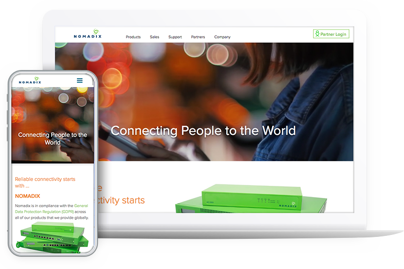 Nomadix phone & desktop website
